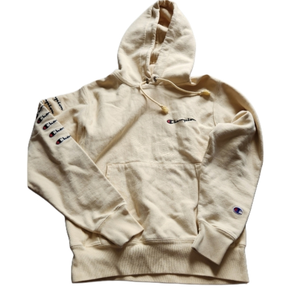Champion 90's‎ Reverse Weave Butter Yellow Hoodie Small Oversized